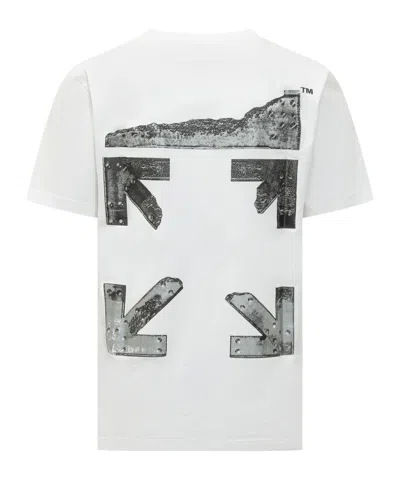 Off-white Graphic Print Crew Neck Short Sleeve T-shirt In White