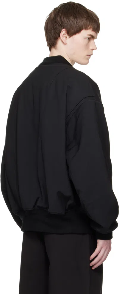Entire Studios Black Broad Wool Bomber Jacket In Black