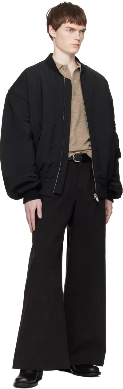 Entire Studios Black Broad Wool Bomber Jacket In Black
