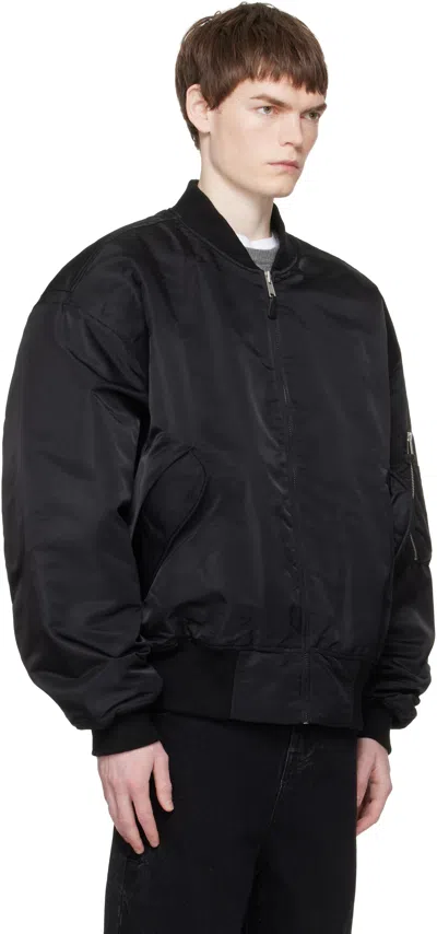 Entire Studios Black Broad Wool Bomber Jacket In Black