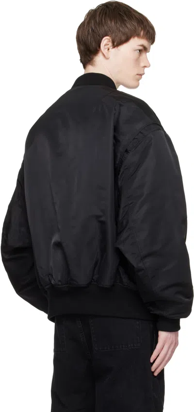 Entire Studios Black Broad Wool Bomber Jacket In Black