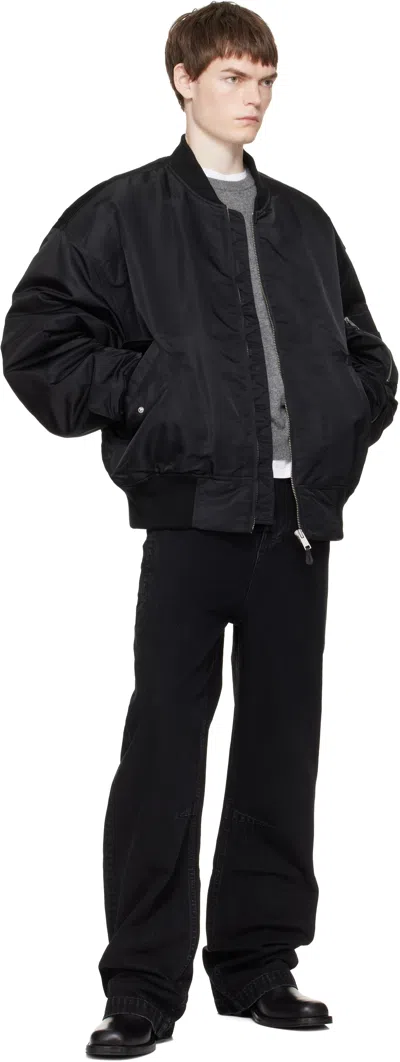 Entire Studios Black Broad Wool Bomber Jacket In Black