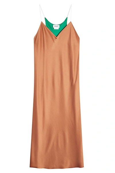 Dkny Sleeveless Reversible Satin Slip Dress, Copper/black, Copper-black