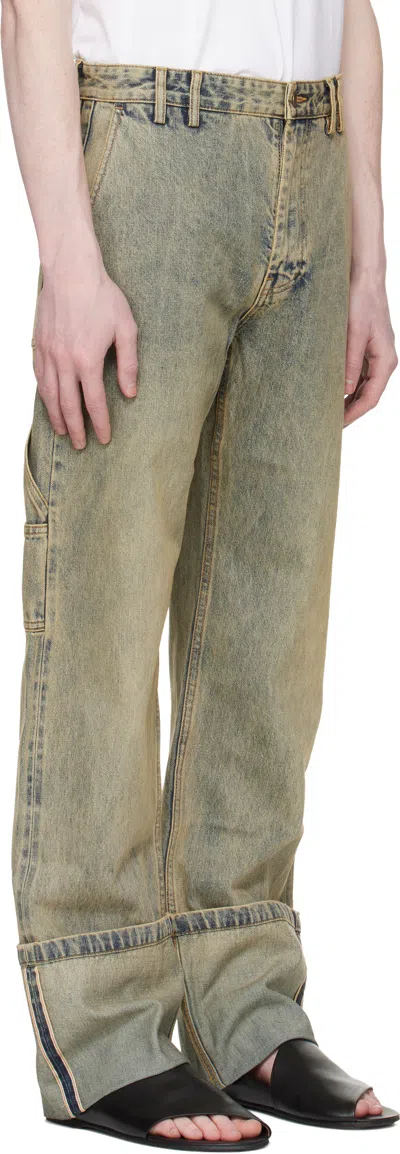 Entire Studios Blue Cuff Jeans In Multi