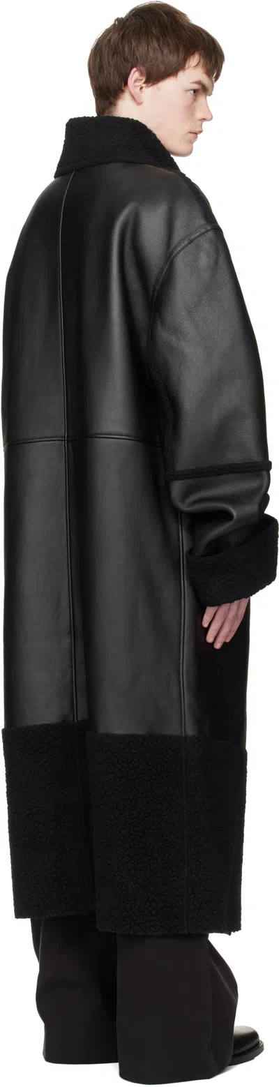 Entire Studios Shearling Long Coat In Black