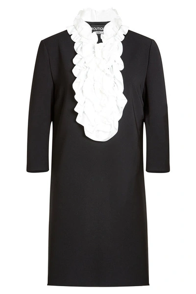 Boutique Moschino Ruffled Techno Crepe Dress, Black/white