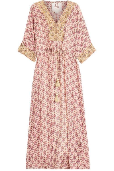 Figue Calista Embellished Printed Silk-georgette Midi Dress