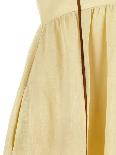 Farm Rio Off-white Coconut Tree Embroidered Euroflax Premium Linen Mini Dress