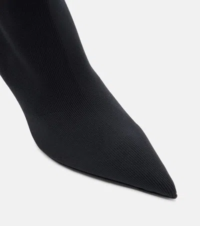 Balmain 95 Ribbed Stretch-knit Wedge Ankle Boots In Black