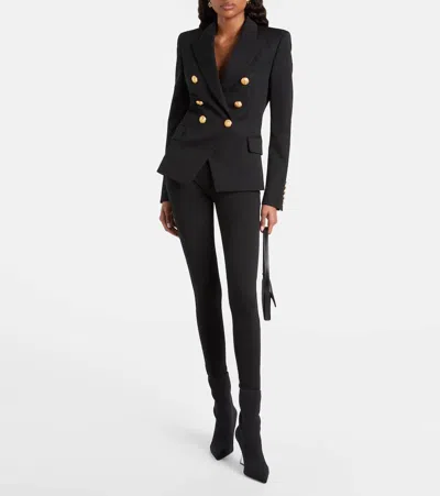 Balmain 95 Ribbed Stretch-knit Wedge Ankle Boots In Black