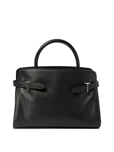 Le Tanneur Emie Medium Handbag In Smooth Leather And Suede In Black