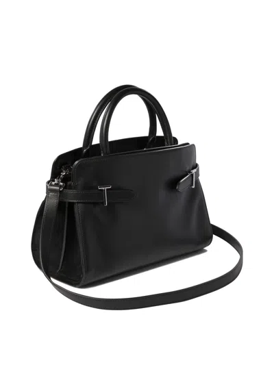 Le Tanneur Emie Medium Handbag In Smooth Leather And Suede In Black