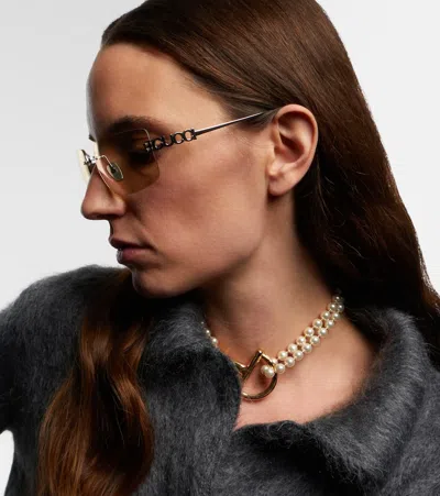 Gucci Signoria Rectangular Glasses In Silver