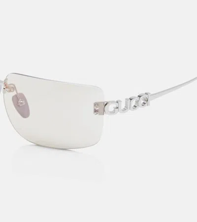 Gucci Signoria Rectangular Glasses In Silver