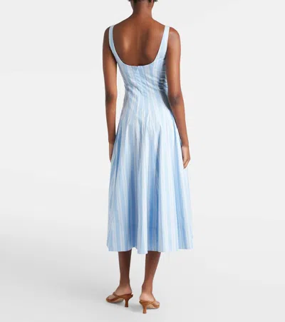 Staud Wells Paneled Striped Cotton-blend Poplin Midi Dress In Blue