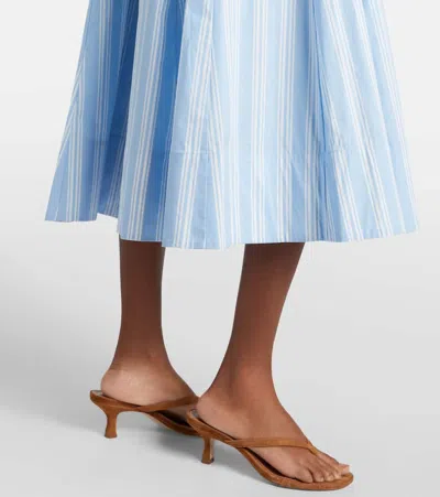 Staud Wells Paneled Striped Cotton-blend Poplin Midi Dress In Blue