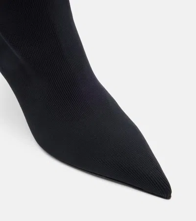 Balmain Knitted Wedge Over-the-knee Boots In Black