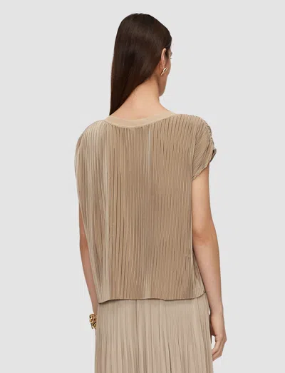 Joseph Womens Powder Cedre Pleated Satin Top In Brown