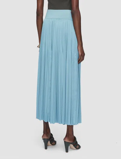 Joseph Rabat Stretch Knit-trimmed Pleated Satin Midi Skirt In Green