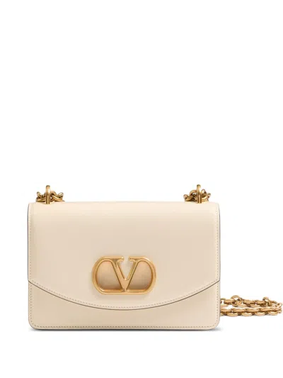 Valentino Garavani Garavani Vain Small Shoulder Bag In Crocodile Leather Woman Butter Uni In Neutral