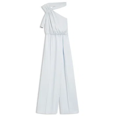 Hugo Boss One-shoulder Jumpsuit With Wrap-effect Front In Blue