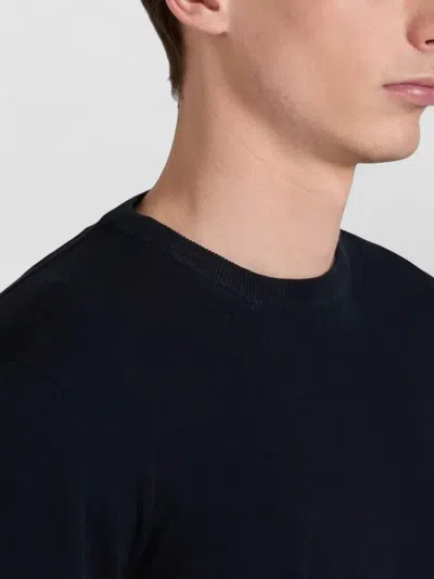 Zanone Knit Pullover Regular Fit Crew Neck In Blue