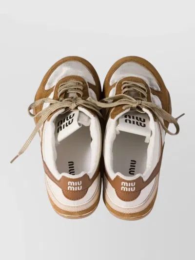 Miu Miu Gymnasium Sneakers In Technical Fabric And Suede In Multi