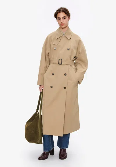 A.p.c. A. P.c. Belted Double-breasted Trench Coat In Neutral