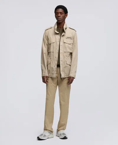Aspesi High Collar Jacket Adjustable Cuffs Epaulettes In Neutral