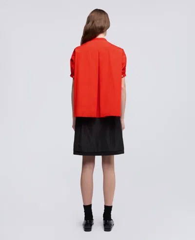 Aspesi Pure Cotton Poplin Shirt With Mandarin Collar In Red