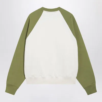 Ami Alexandre Mattiussi White And Green Cotton Knitted Ami De Coeur Sweatshirt White In Multi