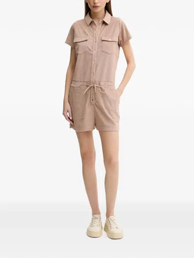 Melissa Odabash Cheryl Cotton Blend Terry Cover-up Romper In Metallic