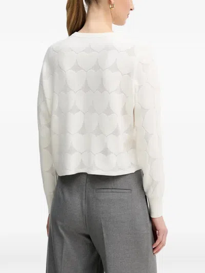 Ouí Heart-pattern Sweater In White