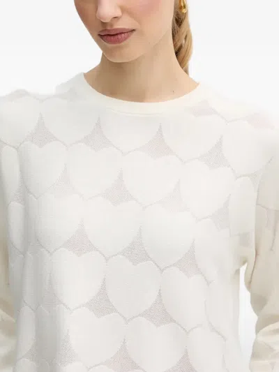 Ouí Heart-pattern Sweater In White