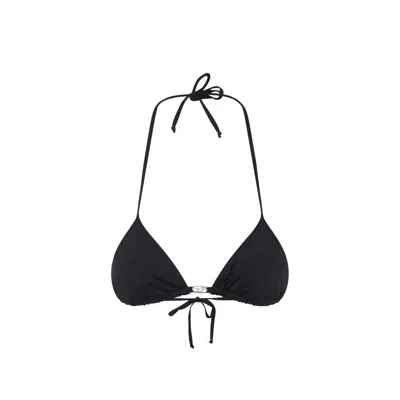 Diesel Triangle Halter Neck Bikini Top With Adjustable Laces In Black