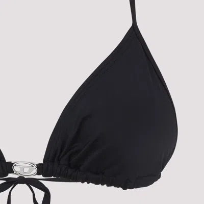 Diesel Triangle Halter Neck Bikini Top With Adjustable Laces In Black