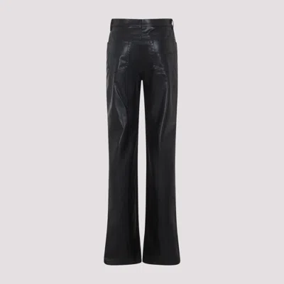 Diesel Faux Leather Wide Leg Trousers Belt Loops In Black