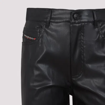 Diesel Faux Leather Wide Leg Trousers Belt Loops In Black