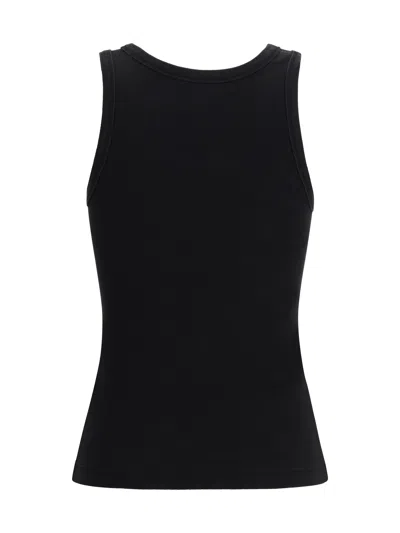 Diesel Black Tank Top With Logo On The Front And Ribbed Design In Cotton Woman In Blue