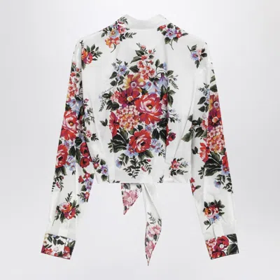 Dolce & Gabbana Cotton Shirt With A Bouquet Of Flowers Print Shirts White In Multi