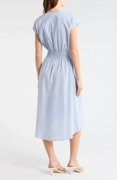 Max Studio Stripe Tie Front Cotton Blend Dress In Multi