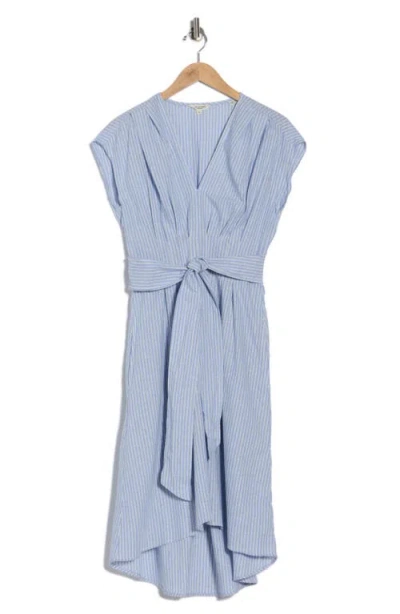 Max Studio Stripe Tie Front Cotton Blend Dress In Multi