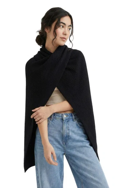 Saachi Drape Rib Wrap In Black