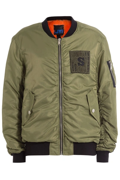 Sjyp Bomber Jacket With Contrast Lining In Green