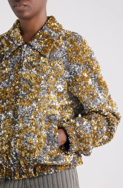 Dries Van Noten Abstract Sequin Jacket In Multi