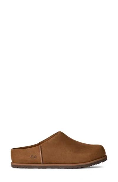 Ugg Suede Slip-on Clogs With Rounded Toe In Brown