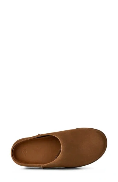 Ugg Suede Slip-on Clogs With Rounded Toe In Brown