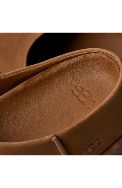 Ugg Suede Slip-on Clogs With Rounded Toe In Brown