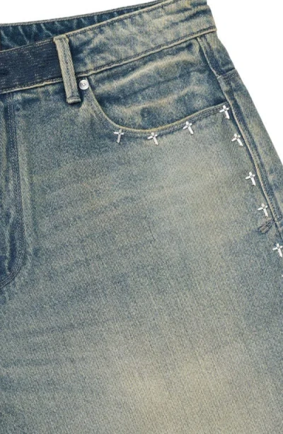Rta Gustavo Oversize Denim Bermuda Shorts In Blue