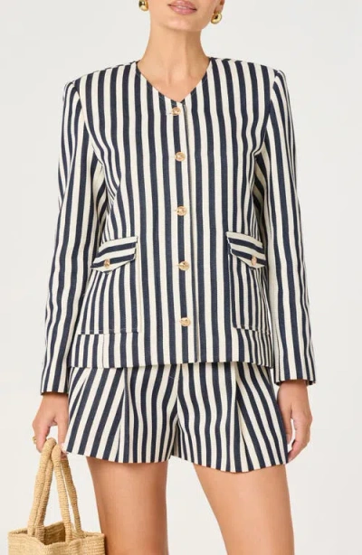 Astr The Label Danae Stripe Denim Jacket In Multi